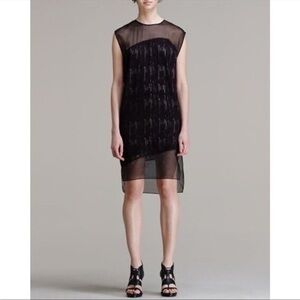 NWT Helmut Lang NEW Sheer Trim Textured
Thread Stitch Silk Dress